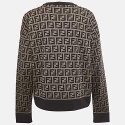 Pre Owned Fendi X Versace Fendace Brown Logo Monogram & Studded Wool Knit Sweatshirt M