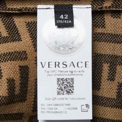 Pre Owned Fendi X Versace Fendace Brown Logo Monogram & Studded Wool Knit Sweatshirt M