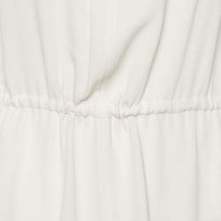Pre Owned Fendi Cream Silk Crepe Ruffled Mini Dress M