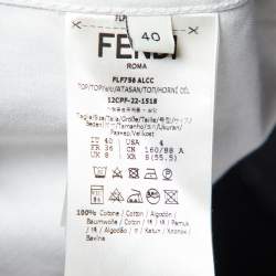 Pre Owned Fendi Grey Cotton Half Button Top S