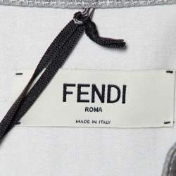 Pre Owned Fendi Grey Cotton Half Button Top S