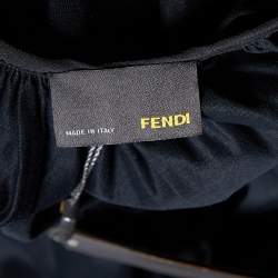 Pre Owned Fendi Black Cotton & Silk Trim Sleeveless Shift Dress L