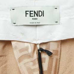 مملوكة مسبقًا Fendi Beige FF Jacquard Satin Trousers XS