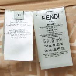 مملوكة مسبقًا Fendi Beige FF Jacquard Satin Trousers XS