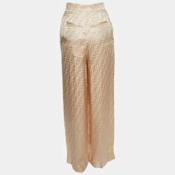 مملوكة مسبقًا Fendi Beige FF Jacquard Satin Trousers XS