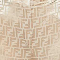 مملوكة مسبقًا Fendi Beige FF Jacquard Satin Trousers XS
