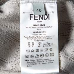Pre Owned Fendi Greige FF Motif Knit Sleeveless Fitted Dress S