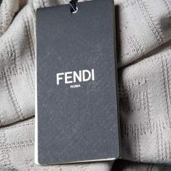 Pre Owned Fendi Greige FF Motif Knit Sleeveless Fitted Dress S