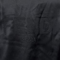 Fendi Black Satin Logo Embroidered Track Suit M