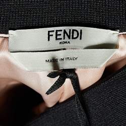 Fendi Black Satin Logo Embroidered Track Suit M
