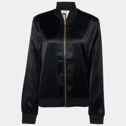 Fendi Black Satin Logo Embroidered Track Suit M