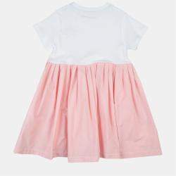 مملوكة مسبقًا Fendi Pink/White Cotton Flared Dress Size 7Y