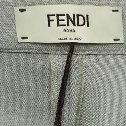 Pre Owned Fendi Grey Mohair Blend Asymmetric Layered Shorts XS
