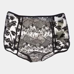Fendi Black Embroidered Tulle Lingerie Set L