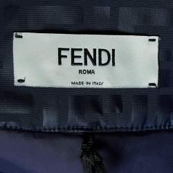 Pre Owned Fendi Navy Blue FF Logo Pattern Nylon Ski Trousers M