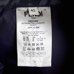 Pre Owned Fendi Navy Blue FF Logo Pattern Nylon Ski Trousers M