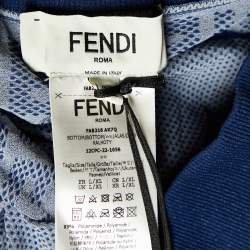 Pre Owned Fendi Dark Blue Logo Pattern Jersey Seamless Leggings L/XL