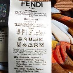 مملوكة مسبقًا Fendi Brown Daisy Print Chenille Draped Midi Dress S