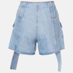 Pre Owned Fendi Blue Denim FF Baguette Cargo Shorts S