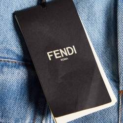 Pre Owned Fendi Blue Denim FF Baguette Cargo Shorts S