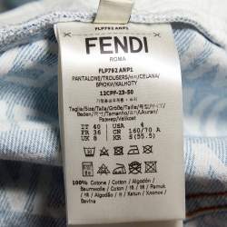 Pre Owned Fendi Blue Denim FF Baguette Cargo Shorts S