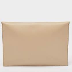 Fendi Beige/Red Leather FF Diamond Flat Pouch 