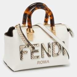 Fendi Off White Python and Leather Mini By The Way Bag