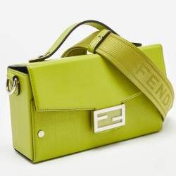 Fendi Green FF Embossed Leather Soft Baguette Trunk Bag