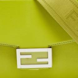 Fendi Green FF Embossed Leather Soft Baguette Trunk Bag