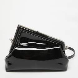 Pre Owned Fendi Black Patent Leather Midi First Bag