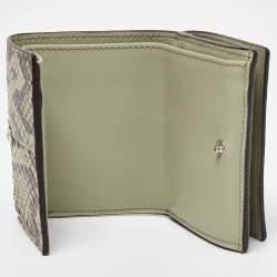 Pre Owned Fendi Green/Brown Elaphe Trifold Wallet