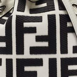 مملوكة مسبقًا Fendi White/Black FF Canvas Mini Mon Tresor Drawstring Bucket Bag