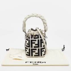 مملوكة مسبقًا Fendi White/Black FF Canvas Mini Mon Tresor Drawstring Bucket Bag