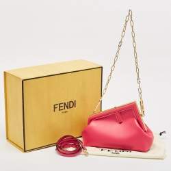 Fendi Pink Leather Small Fendi First Clutch