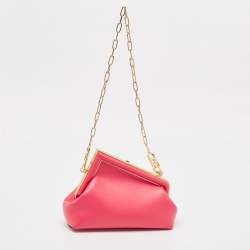 Fendi Pink Leather Small Fendi First Clutch