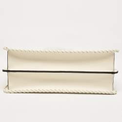 Pre Owned Fendi Off White Leather Medium Peekaboo ISeeU Top Handle Bag