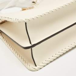Pre Owned Fendi Off White Leather Medium Peekaboo ISeeU Top Handle Bag