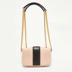 Fendi Pink/Black Leather Mini Baguette Chain Bag