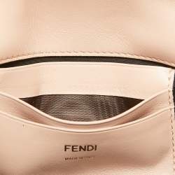 Fendi Pink/Black Leather Mini Baguette Chain Bag