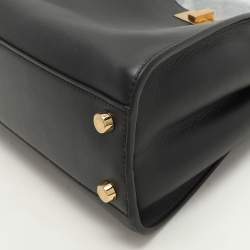 Pre Owned Fendi Black Leather Peekaboo Iconic Essentially Top Handle Bag