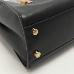 Pre Owned Fendi Black Leather Peekaboo Iconic Essentially Top Handle Bag