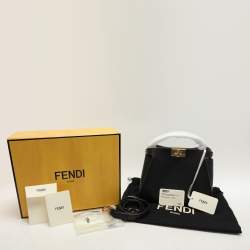 Pre Owned Fendi Black Leather Peekaboo Iconic Essentially Top Handle Bag