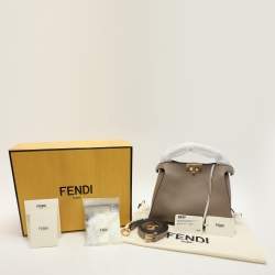 Pre Owned Fendi Beige Leather Peekaboo Iconic Essentially Top Handle Bag