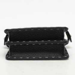 Pre Owned Fendi Black Selleria Leather Micro Peekaboo Top Handle Bag