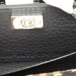 Pre Owned Fendi Black Selleria Leather Micro Peekaboo Top Handle Bag