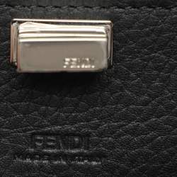 Pre Owned Fendi Black Selleria Leather Micro Peekaboo Top Handle Bag