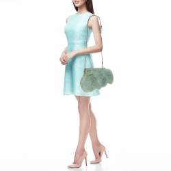 Fendi Green Fox Fur and Leather Small Fendi First Clutch