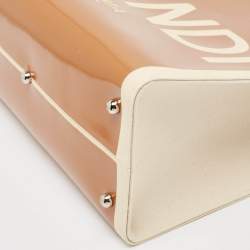 Pre Owned Fendi Brown/Beige Canvas and Patent Leather Medium Sunshine Shopper Tote