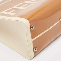 Pre Owned Fendi Brown/Beige Canvas and Patent Leather Medium Sunshine Shopper Tote