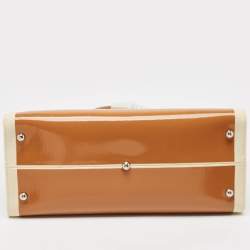 Pre Owned Fendi Brown/Beige Canvas and Patent Leather Medium Sunshine Shopper Tote